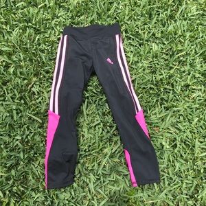 Girls Adidas Leggings. Size 5. Black/Pink.